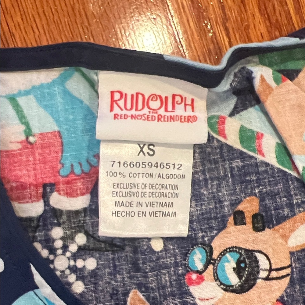 Rudolph Red-Nosed Reindeer Christmas Scrub Top